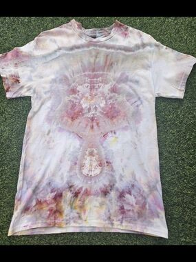 Pastel Symmetrical Tie-Dye Tee — Pink, Purple & Yellow